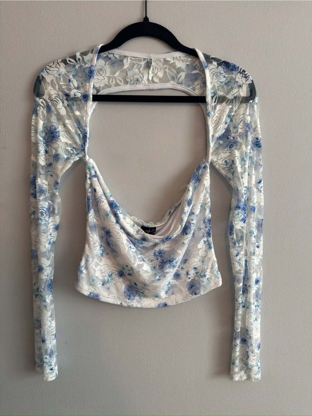 Windsor Floral Lace Crop Top Size M White Blue